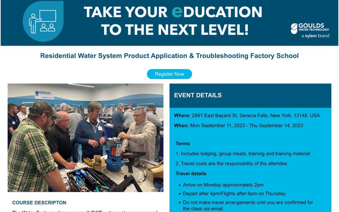 Registration Opens for Goulds Water Technology Factory School Q3 Courses